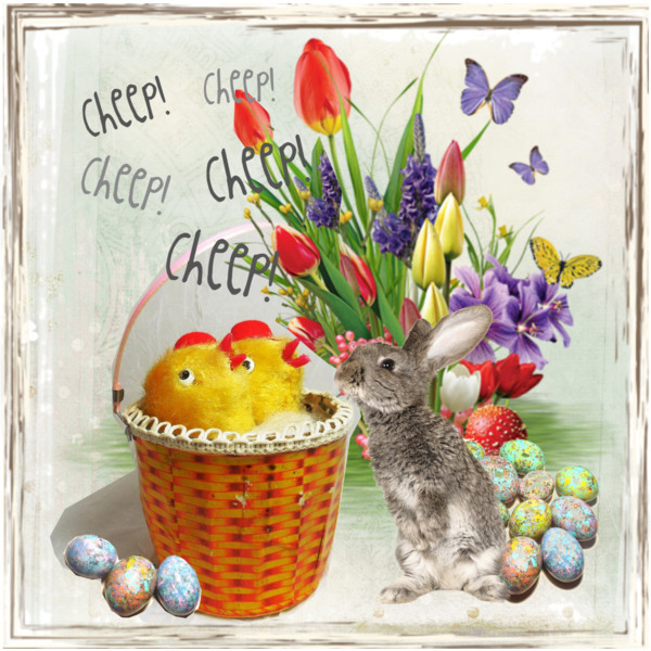 Add these Cute Chicks to your Spring/Easter table! (via Meeting New Friends! - Polyvore) Wind Up Peek-A-Boo Chicks in a Basket, Yellow Fuzzy Chicks, vintage mechanical toy