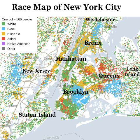 Racial map of New York City and surrounding areas,... - Maps on the Web