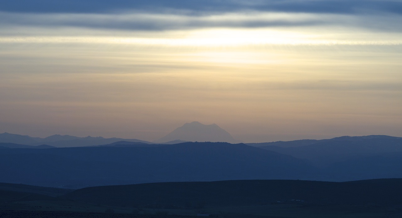 Mt. Rainier at sunset about 40+ mi. distant