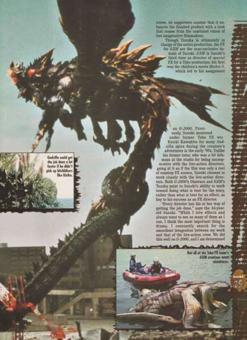 astoundingbeyondbelief:Godzilla vs. Megaguirus article in Fangoria #203 (July 2001).