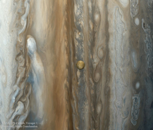 Io over Jupiter from Voyager 1: Back in 1979, NASA’s Voyager 1 spacecraft flew past Jupiter and its 