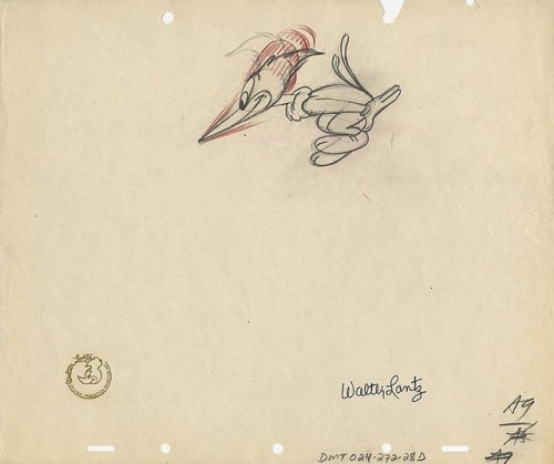 ‪Woody Woodpecker production art. The character was created in 1940 by Walt Lantz, who received a sp