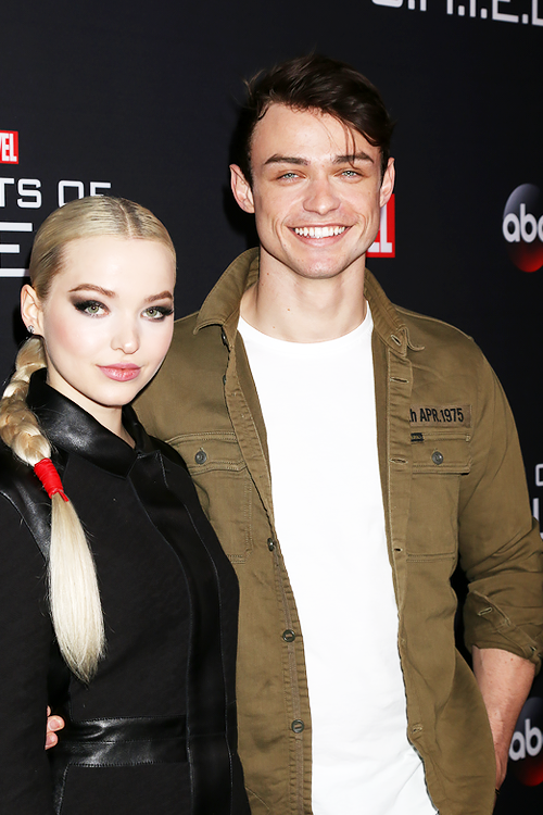 Thomas Doherty and Dove Cameron attend the Marvel’s ‘Agents Of S.H.I.E.L.D.’ 100th Episode Celebrati