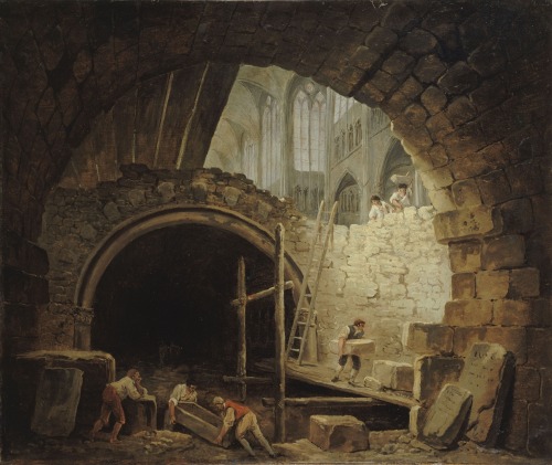 Hubert Robert - La Violation des caveaux des rois dans la basilique de Saint Denis en octobre 1793 