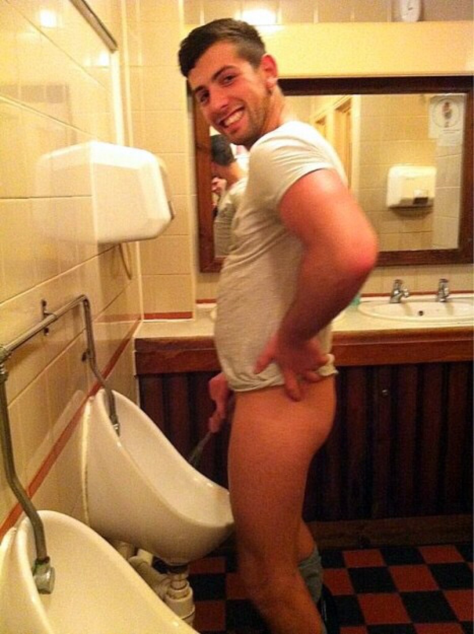 sexysubdad:  When using a public urinal, a sub should drop its pants entirely, or