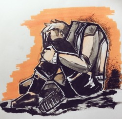 starfish-drawz:  It broke his heart to have seen what Gabe had become, completely shattered him.  I have a few days of inktober to catch up on but here’s what ever day Shattered was.