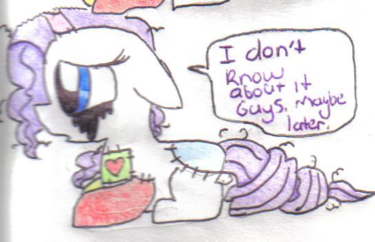 ask-stitched-up-rarity:  I’ll do it maybe. Another time?  There there Rarity. In