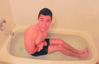 Ricardo Ordieres bathing in ice
