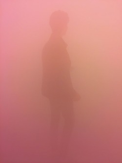 s0l-lua:  Today we visited an art exhibition in London. It’s a (dry?) colorful mist room &amp; it felt like being inside a rainbow 