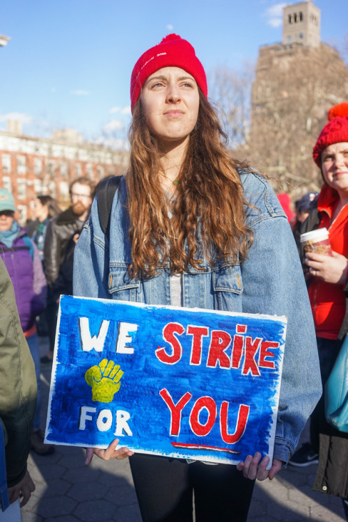 tagdavid: activistnyc: On March 8, 2017 for International Women’s Day, activists went on strike for “a day without a woman” and gathered at Washington Square Park to rally for women’s rights and gender equality. Pussy Power? That’s just offensive