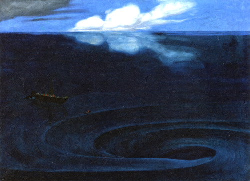 dappledwithshadow:  Maelstrom (study)Hans Emmenegger 1901-1903Private collection	Painting - oil on canvas Height: 73 cm (28.74 in.), Width: 100 cm (39.37 in.) 