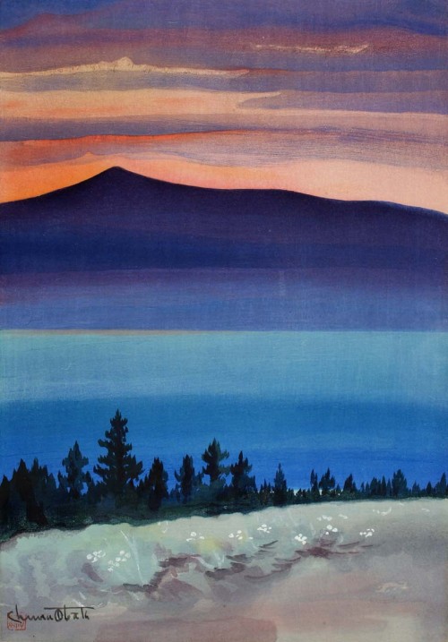 Evening Glow, Mono Lake   -   Obata Chiura , 1930Japanese-American,  1885-1975Woodbloch, 18″ x 13″ i