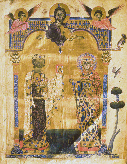 Portrait of King Levon and Queen Keran of Armenia, from a contemporary Gospel, by Toros Roslin, 1262