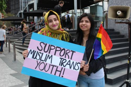 ma-li-an:  Me (on the left) and my friend at the Transgender Rights and Awareness Rally. I wanted to make it clear that I will support every Muslim who is Trans. I love ya’ll!