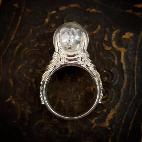 The Parlour ring - sterling silver with herkimer diamond filled orb.Coming soon.www.omniaoddities.co