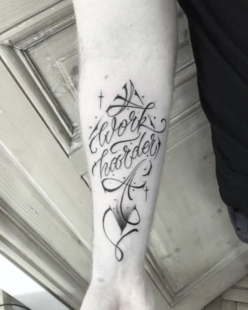 Work harder. #wlk #calligraphy #letteringcartel #lettering #letteringtattoo #krakow #tattoo #tattrx 