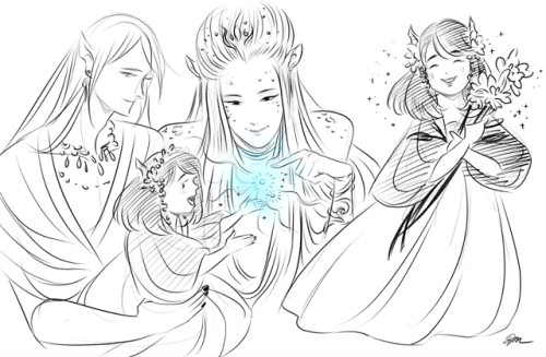 Doriath Royals sketchesJust wanted to sketched Lúthien with her gigantic parents✨On Twitter: 