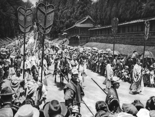 Japan, unknown location - Historical Procession with costumed Japanese citizen. Pictures are around 