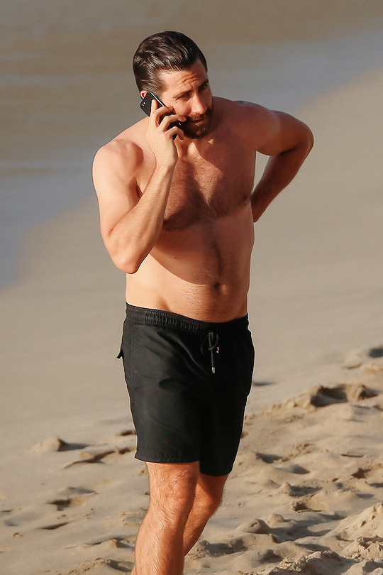 sbastianstan:Jake Gyllenhaal at St. Barts Beach (2017)