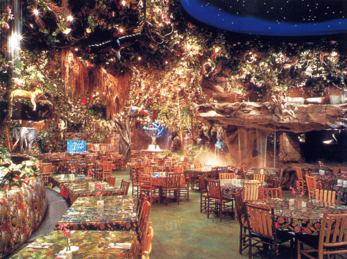newwavearch90:  Rainforest Café - Arizona Mills & Disney Village Marketplace (1997 & 1996)Designed by the Rainforest Café Design Division teamScanned from ‘Theme Restaurants’ by Mike Kaplan (1997) & ‘American Theme Restaurants’