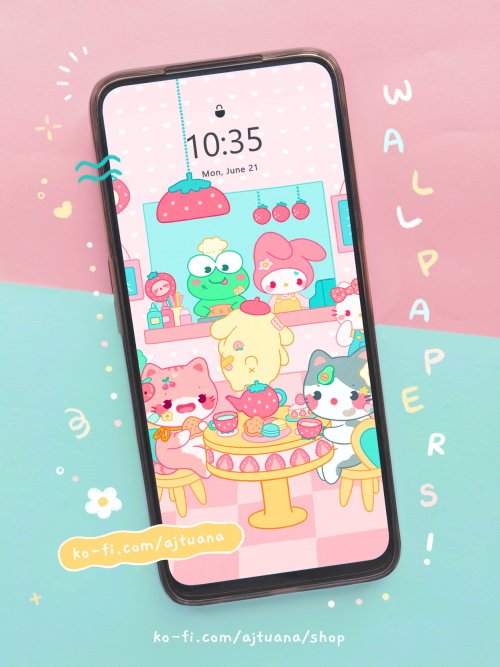  ⊹ -ˋˏ Hellooo, sanrio wallpapers + coloring pages now available in my ko-fi shop! ˎˊ˗ ⊹ Ko-fi sho