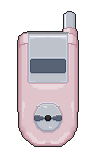 Pixel art of a dusty pink flip-phone