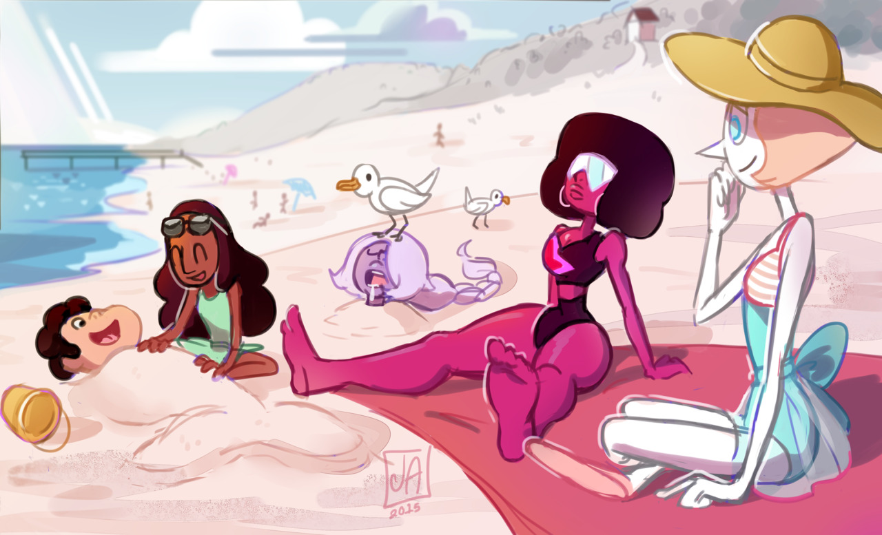 juniperarts:  Steven convinced them to go to a public beach away from Beach City.