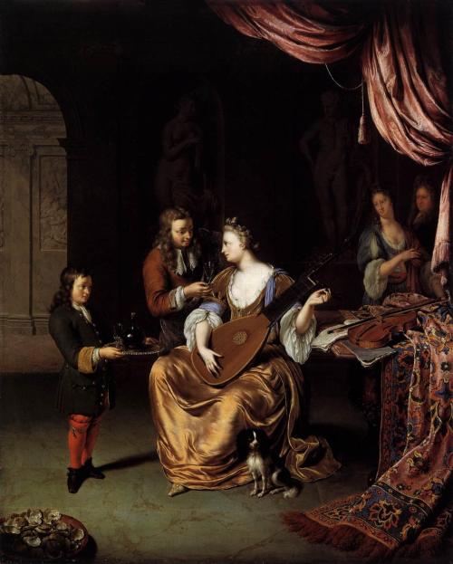 &ldquo;The lute player&rdquo; by Willem van Mieris, 1711