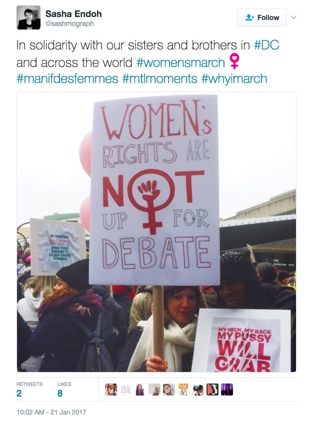 allthecanadianpolitics:Women’s March on Washington solidarity rally in Montreal,