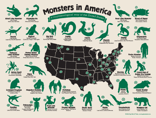 unexplained-events: Monsters in America An updated monster sighting map of the US. 