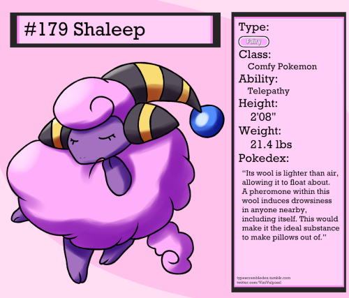 179 - ShaleepComfy Pokemon“Its wool is lighter than air, allowing it to float about. A pheromone wit