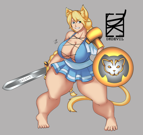 dkdevil:  A tidbit of Sophitia inspiration with this one. Here’s a curvaceous catgirl warrior!