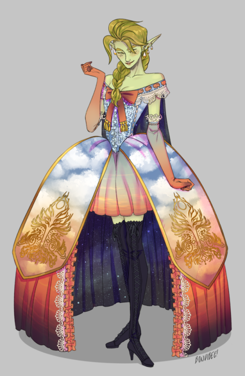 bondibee:Thala got a bunch of new outfits in a time skip, so I’m trying to draw all of em!!  Here’s one of her new ballgowns :–) 