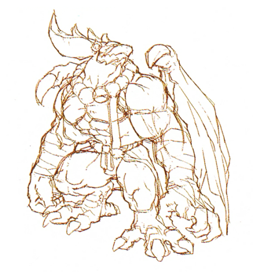 apebit: Concept art and sketches of Garr / Garland / ガーランド from Breath of Fire III.
