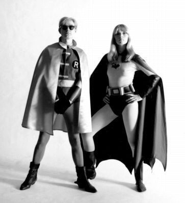 candypriceless:  Andy Warhol and Nico as Batman and Robin, 1967 