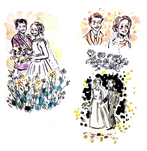 An ink & watercolour wedding portrait (+ sketches)Thank you again for this lovely commission, Ha