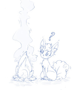 wouhlven:A new born Alola vulpix discovering fire…. the poor foxy doesn know what happen if she touch it! ;n; I love Alola Vulpix she is so adorable: I want to squeeze her in my arms! ;u;x3 D’aww~ :3