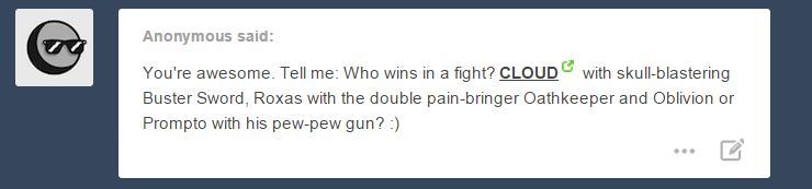 the-chocobros:  Roxas: WHAT THE FUUUUCK PROMPTO!!????! IM TELLING MOOOOOOM!!!!!!