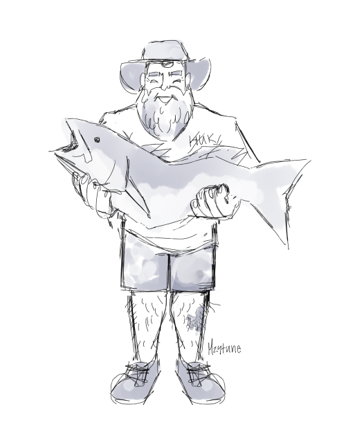 Sketch of my dad and a fish he caught once.