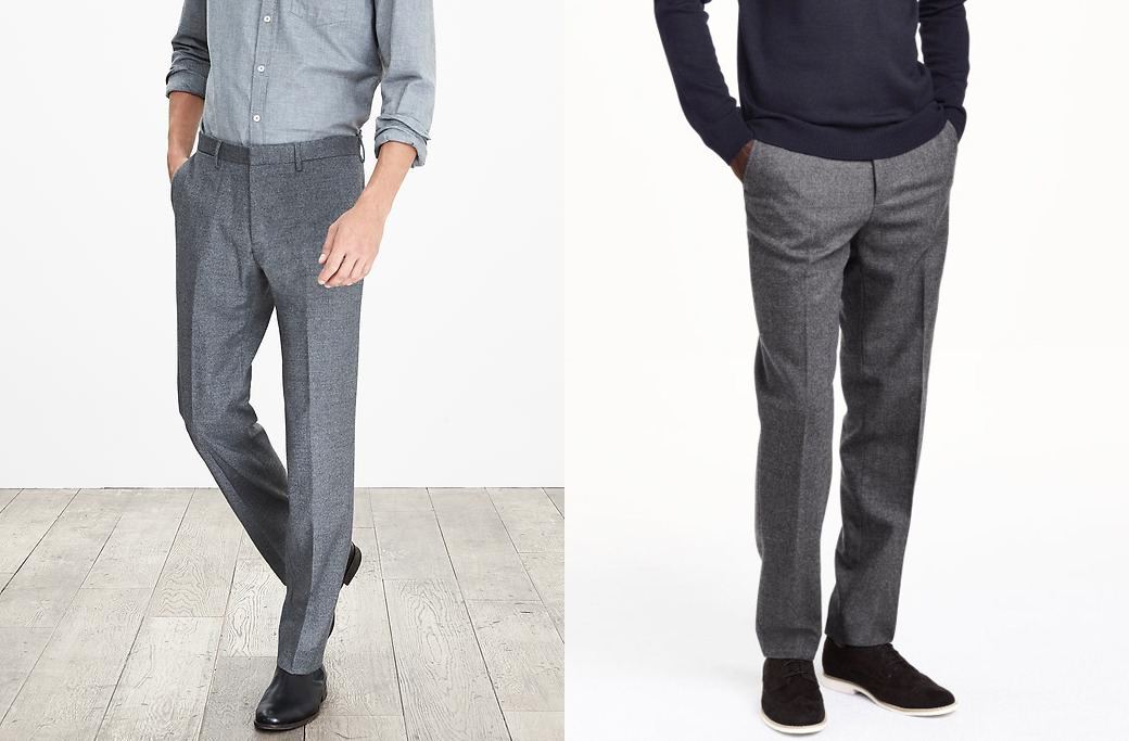 Slim Mid-Grey Wool Flannel Trousers under $100