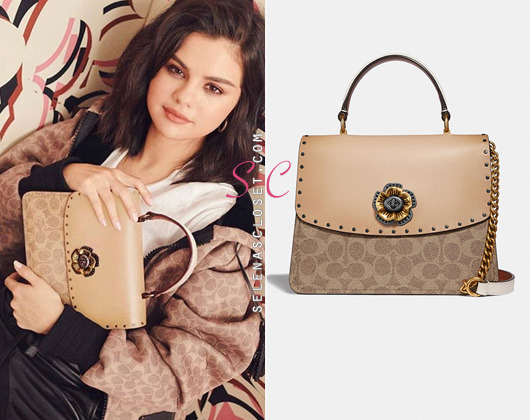 Selena Gomez wearing Versace Signature Studded Handbag Kendra