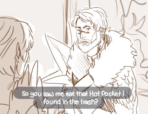 creepyscritches: Hawke: -eats right out of the garbage-Fenris: oh my god………&hel