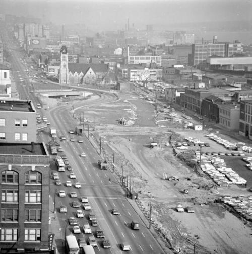 “Slum clearance” in Detroit during the “Urban Renewal” period of the 1930s-50s. During this period, 