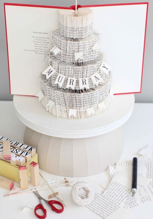 truebluemeandyou: DIY Folded Book Page Birthday Cake Just saw this on my Bloglovin feed today! By cu