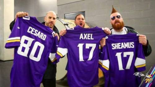 deidrelovessheamus:  Sheamus, Cesaro and Curtis Axel pics from today’s game.  (10-22-2017)