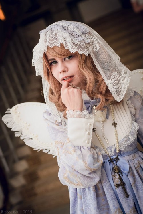 My outfit for Anicon 2015OP and socks : Angelic prettyHeaddress and wings : handmade by someonefromr