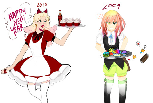 Trying to crawl out of my art depression by doing the 2009vs2019 challenge thing. Snapping elbows s