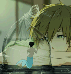 rottingpizza: did makoto win a tiny merharu at the festival..? catch him on a paper scoop?? …makoto always takes good care of his fish, right? (not part of previous ongoing yndrmako-merharu gif set, which will continue now that i got tiny festival fish