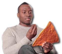 virtualpenis:  transparent and dashing black man holding dangerously large dorito chip 