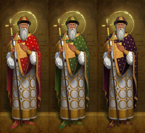 St. Vladimir in different color schemes.